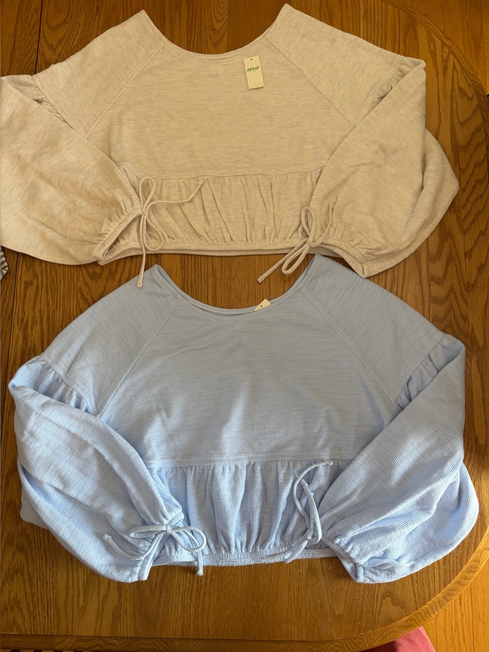 NWT aerie Endless Summer  Peplum Cropped Sweatshirts  Lantern Sleeves XXS